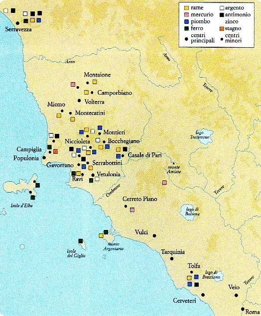 I giacimenti minerari etruschi nell'Italia centrale